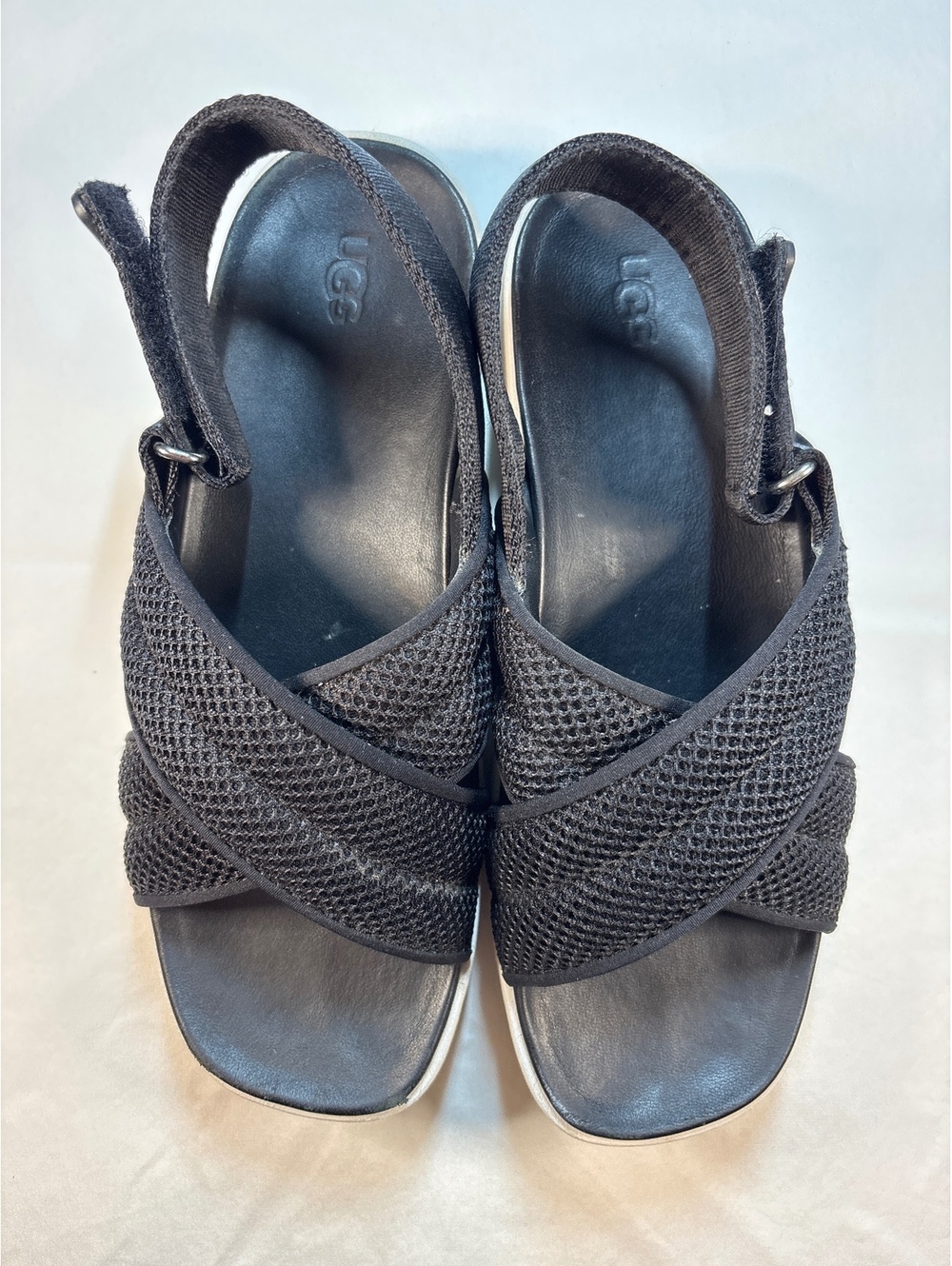 UGG Emily Black Meshed Criss Cross Platform Sandals